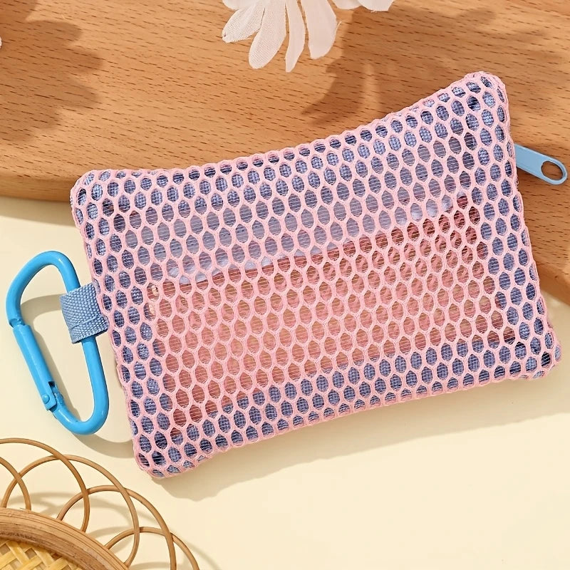 Transparent Mesh Makeup Bag – Flat Square Toiletry Organizer Cosmetic Bag PLUSH