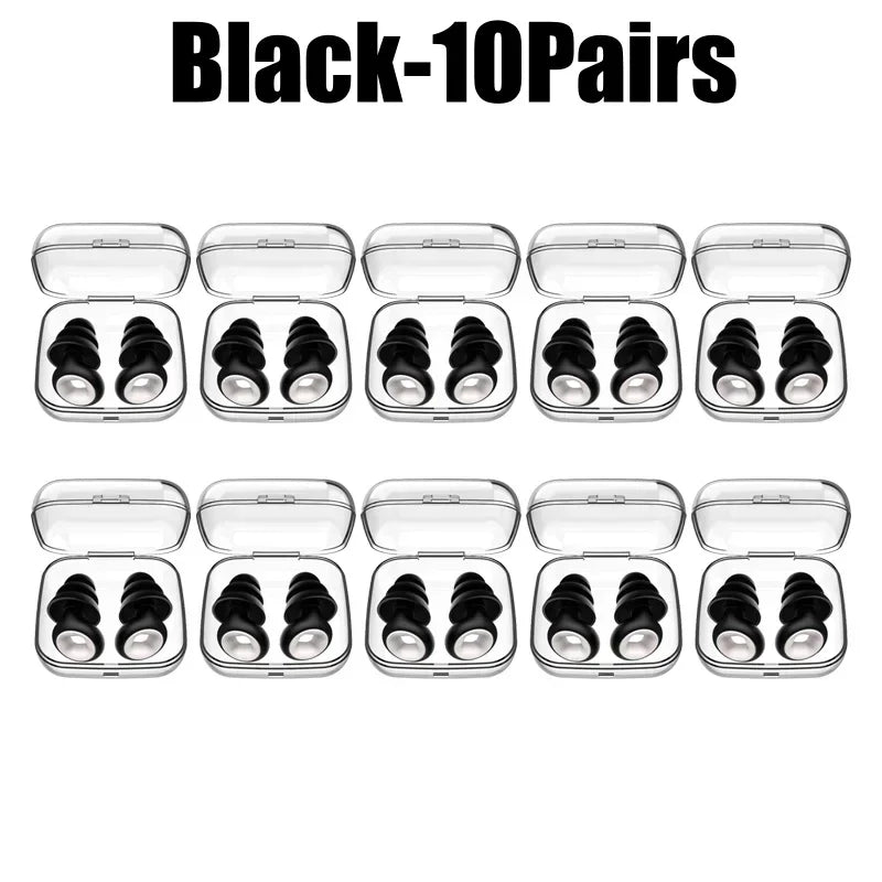 Silicone Earplugs Noise Reduction Soundproof Sleep Ear Plugs Noise Reduction Earplugs PLUSH Black-10Pairs