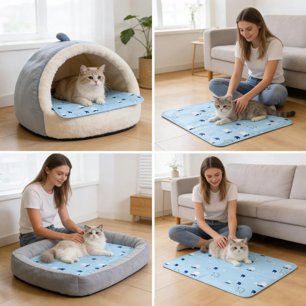 Cooling Gel Pet Mat for Dogs & Cats – Washable Summer Pad Pet Cooling Mat PLUSH