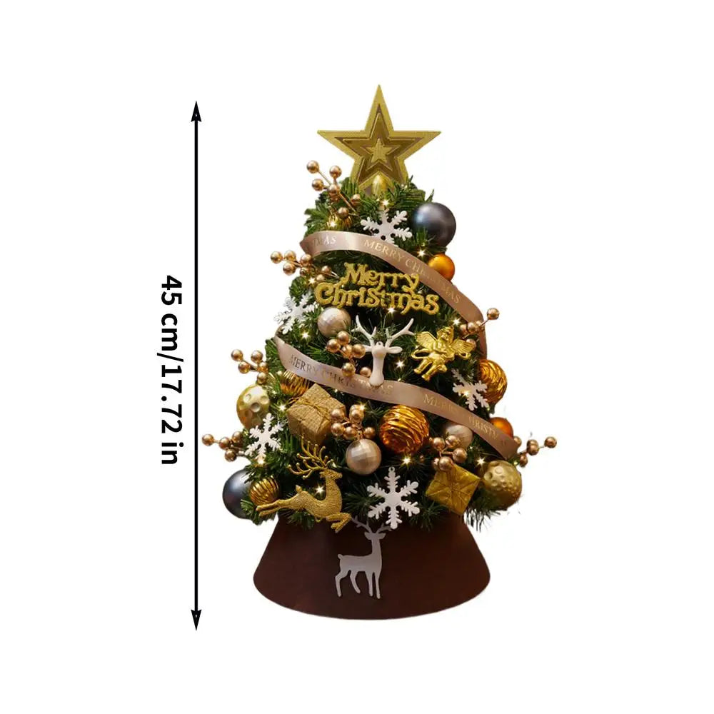 Desktop Mini Christmas Tree with LED Lights & Gold Ornaments Tabletop Christmas Tree PLUSH 1PC 45cm