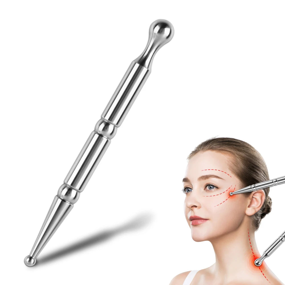 Stainless Steel Acupressure Massage Stick | Meridian Energy Pen Acupressure Massage Tool PLUSH Silvery