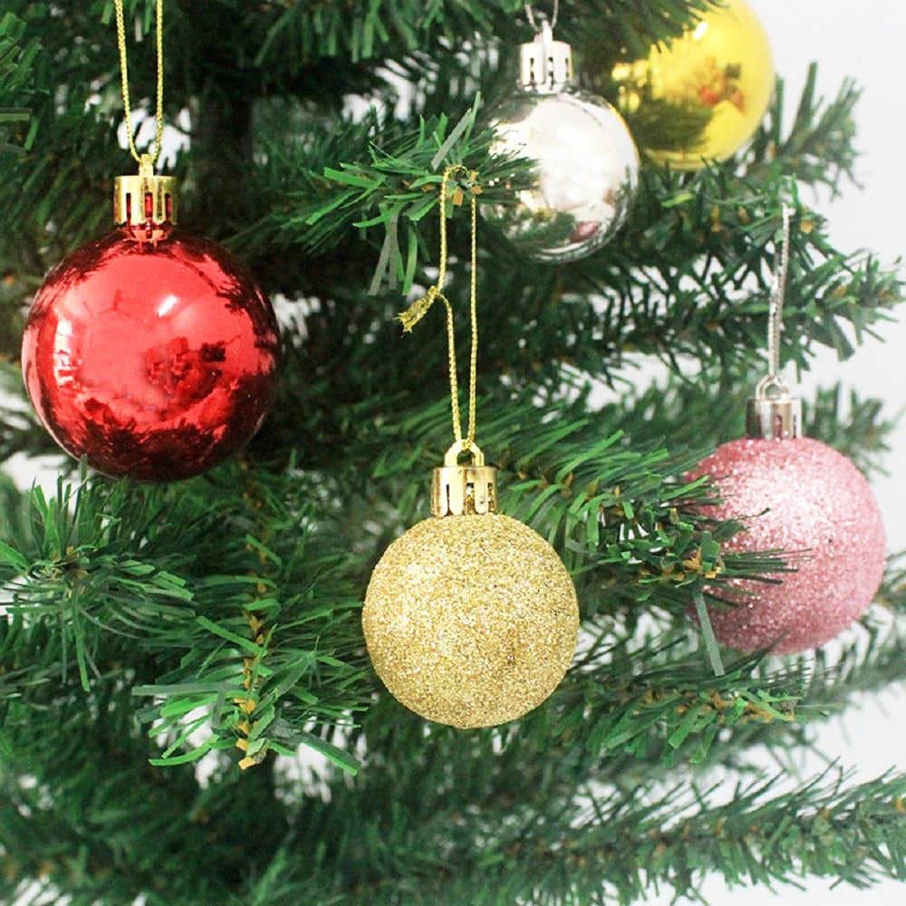 Mini Shatterproof Christmas Ball Ornaments – 24pcs Set Christmas Ornament Set PLUSH