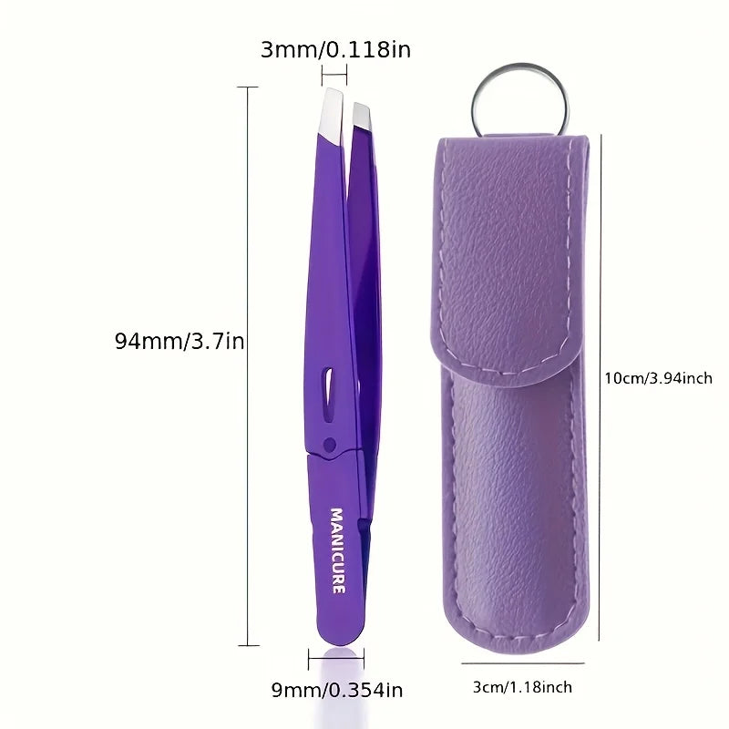 Stainless Steel Slant Tip Tweezers – Eyebrow & Facial Hair Eyebrow Tweezers PLUSH