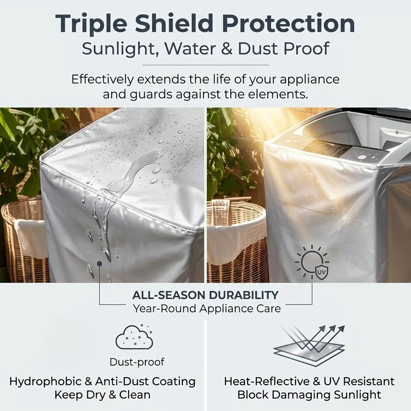 Gray Pulsator Washing Machine Cover with Zipper | 100% Polyester Appliance Cover PLUSH