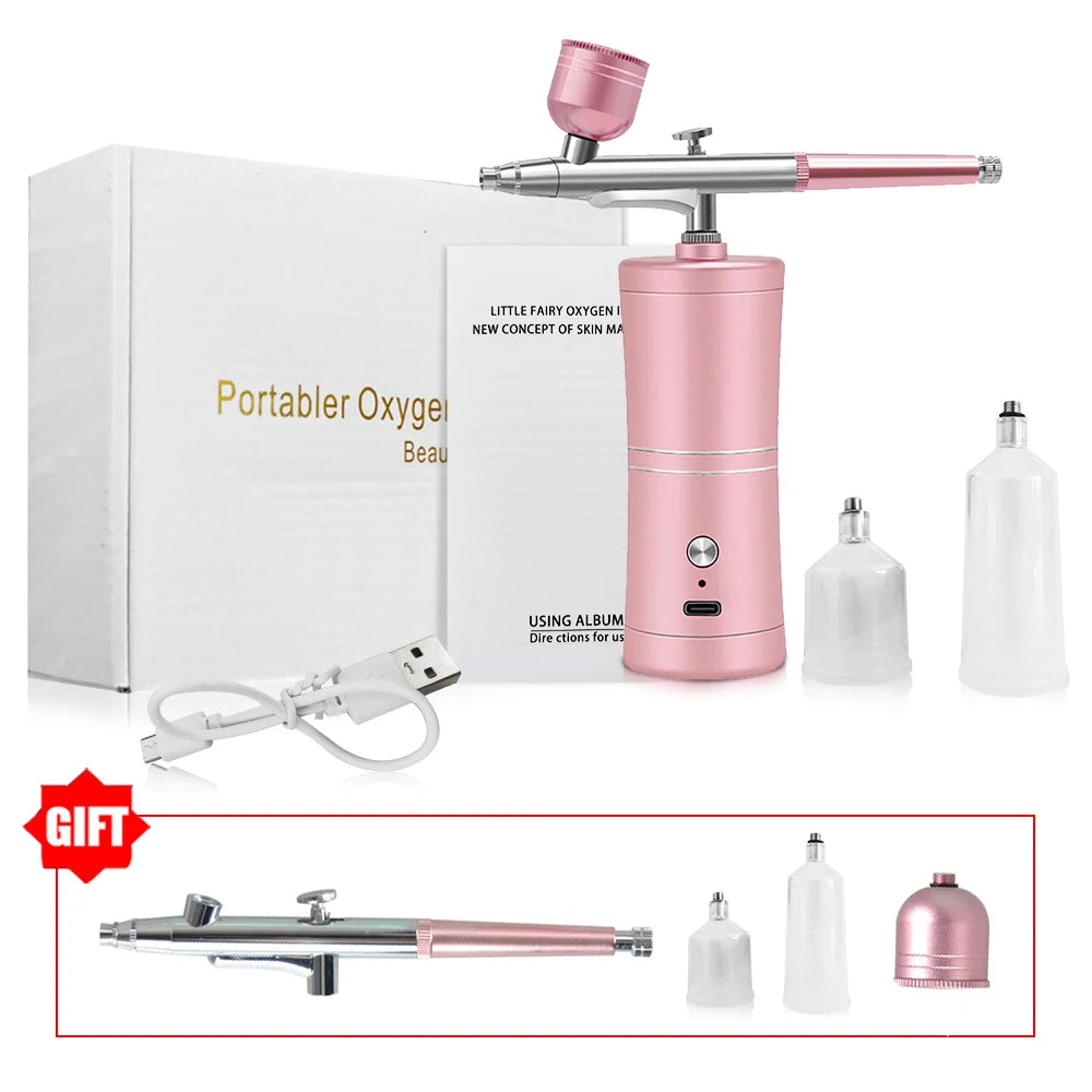 Wireless Airbrush Kit with Compressor – 0.3mm Mini Spray Gun Airbrush Spray Kit PLUSH Pink Kit
