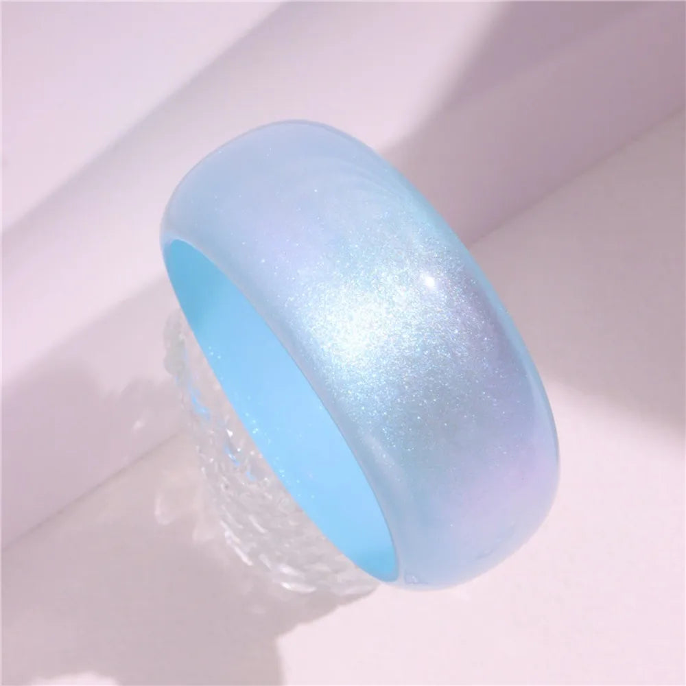 Bohemian Glitter Acrylic Wide Bangle – Jelly Color Bracelet Acrylic Bangle PLUSH Blue-Glitter-