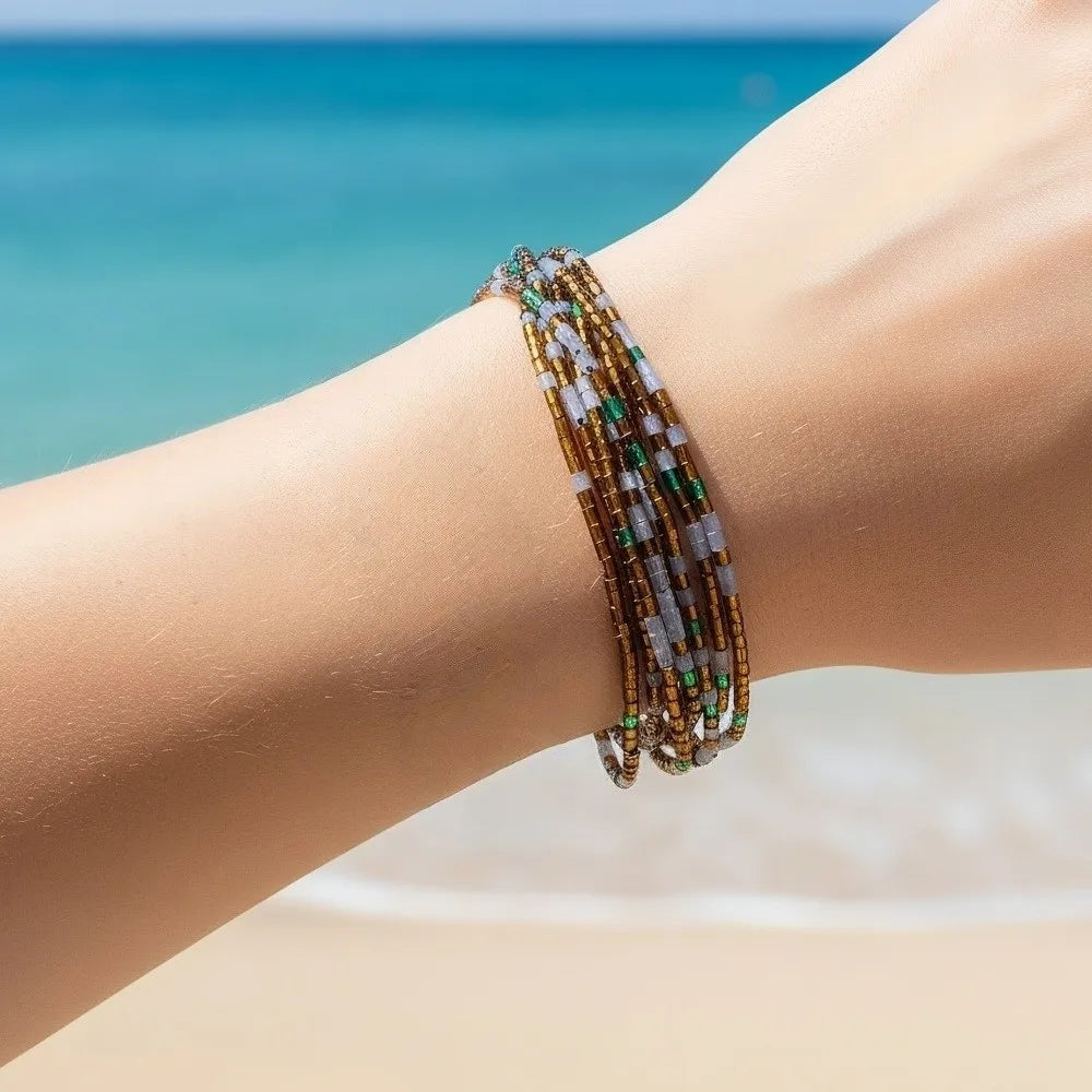 Colorful Boho Stackable Beads Bracelets – Adjustable Multilayer Beaded Bracelet PLUSH