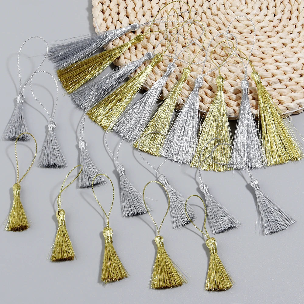 30pcs Silky Rayon Tassels Gold Silver DIY Jewelry Making Jewelry Making Tassels PLUSH