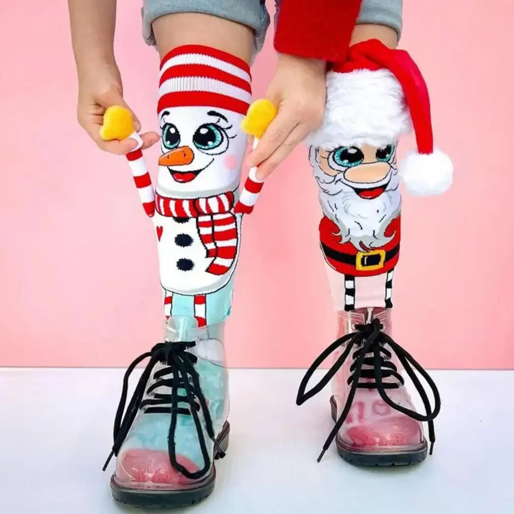 Cartoon Christmas Socks Set – Santa & Snowman Family Gift Holiday Socks Set PLUSH