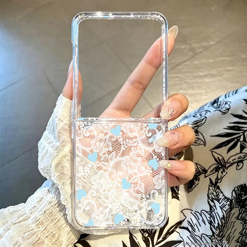 Lace Love Heart Case Samsung Galaxy Z Flip 3 4 5 6 7 8 Phone Case PLUSH -3 Galaxy Z Flip7