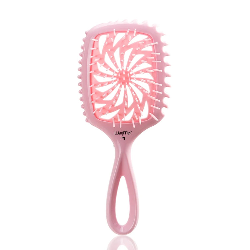 WANMEI Vented Detangling Hair Brush – Wet & Dry All Hair Types Detangling Hair Brush PLUSH Pink OPP bag