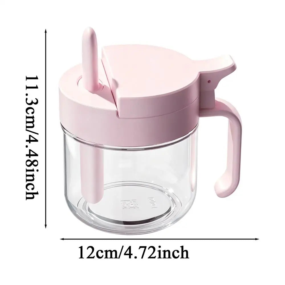 Glass Seasoning Jar with Telescopic Spoon – Moisture-Proof 380ml Kitchen Seasoning Jar PLUSH Pinks