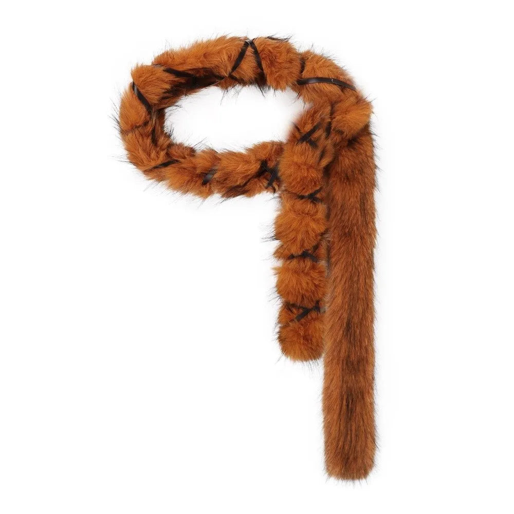 Y2K Faux Fur Sash Belt – Adjustable Hip-Hop Waistband Faux Fur Sash Belt PLUSH Style D