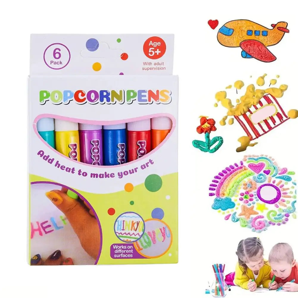 Puffy 3D Drawing Pens for Kids – DIY Popcorn Art Craft Set Kids Craft Drawing Pen PLUSH A