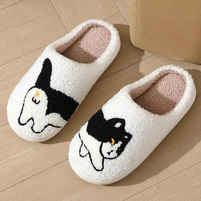 Cartoon Animal Plush Slippers – Cute Dog & Cat Design Plush Novelty Slippers PLUSH