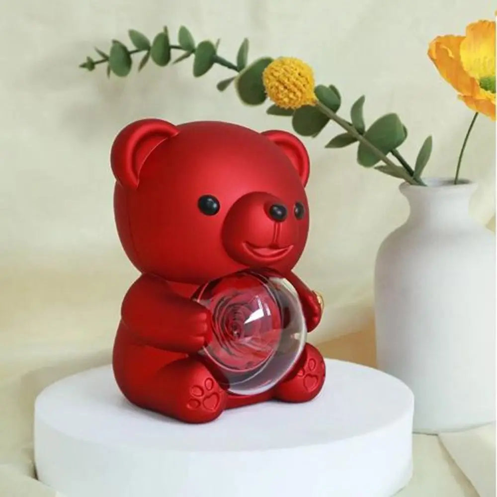 Rotating Hugging Bear Jewelry Box with Soap Rose Gift Set Jewelry Gift Box PLUSH