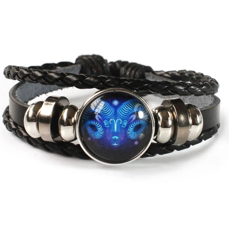 Zodiac Constellation Beaded Leather Bracelet | Multilayer Handwoven Charm Bracelet PLUSH