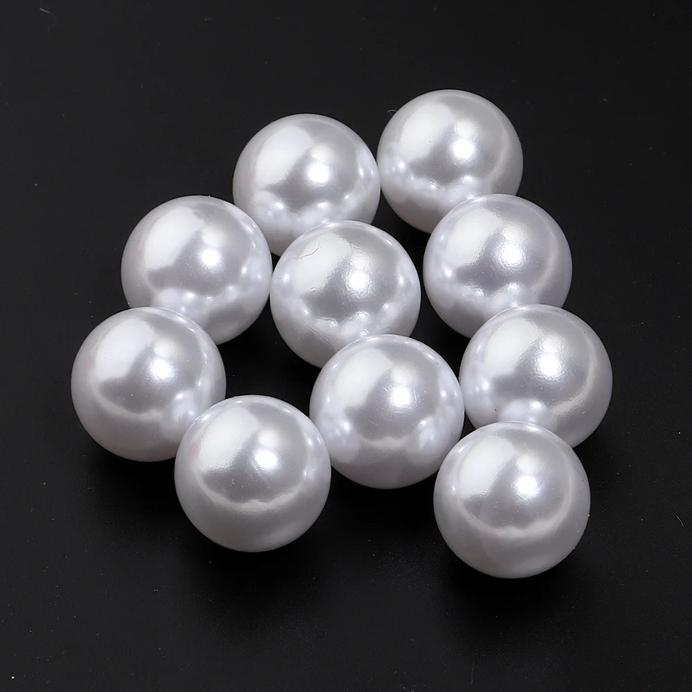 Vintage White ABS Pearl Beads No Hole – 10-1000pcs DIY Craft Loose Craft Beads PLUSH 20mm x 10pcs