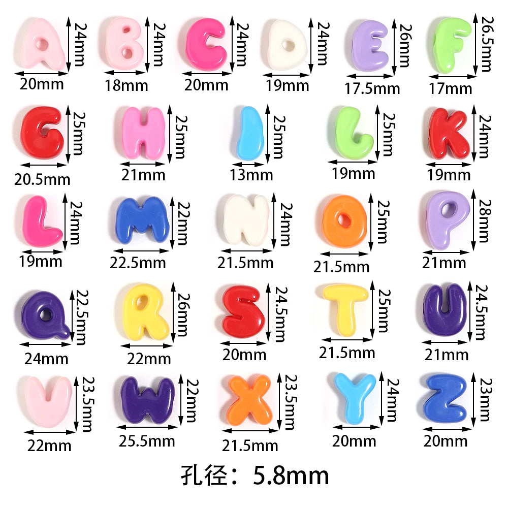 30pcs Acrylic Letter Beads Mixed Style Big Hole DIY Jewelry Acrylic Letter Beads PLUSH