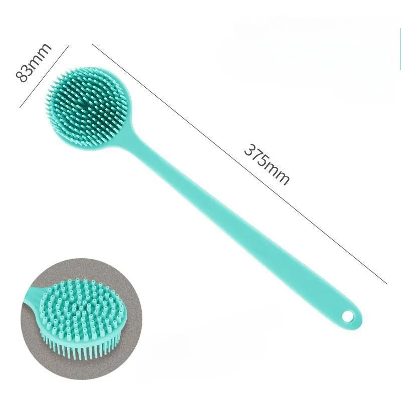 Silicone Back Scrubber Brush – Long Handle, Double-Sided Body Scrubber Brush PLUSH Green Silica Gel