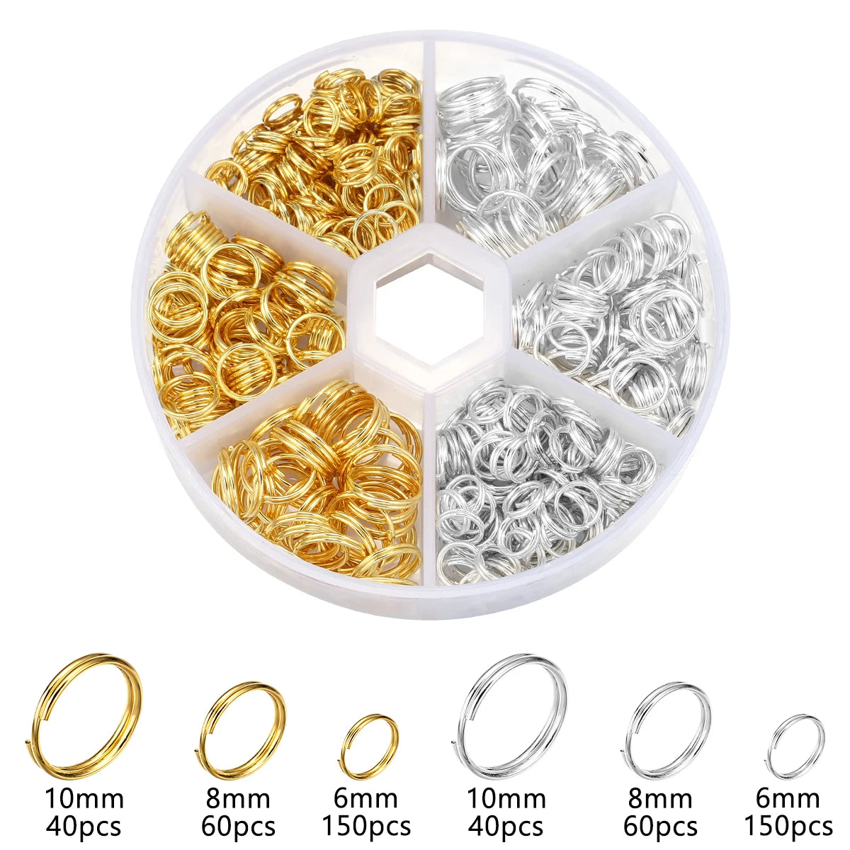 Metal Jump Rings Double Loop Split Ring Connectors – 6 Sizes Jewelry Findings PLUSH gold silver
