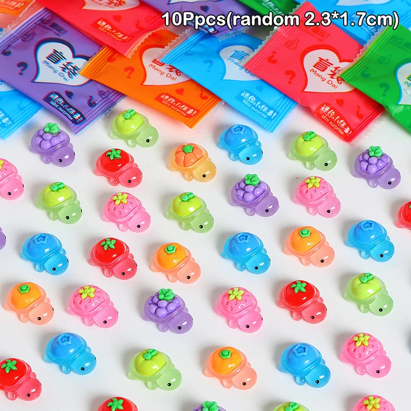 10pcs Mini Glow Resin Turtle Figurines – Dollhouse Desk Decor Miniature Figurines PLUSH A3