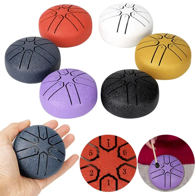 Mini Handpan Rain Drum – 3" 6-Note Steel Tongue Drum for Yoga Steel Tongue Drum PLUSH