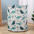 Foldable Dinosaur Laundry Basket – Cotton Linen Storage Bin Foldable Storage Basket PLUSH White and blue 35x40cm