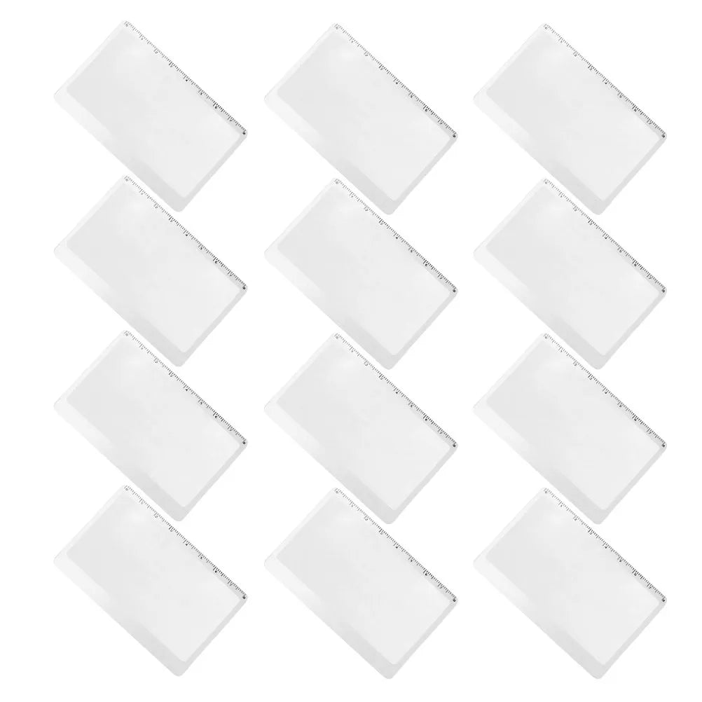 12pcs Ultrathin Magnifying Bookmark Ruler | Portable Card Magnifier Magnifying Bookmark Ruler PLUSH
