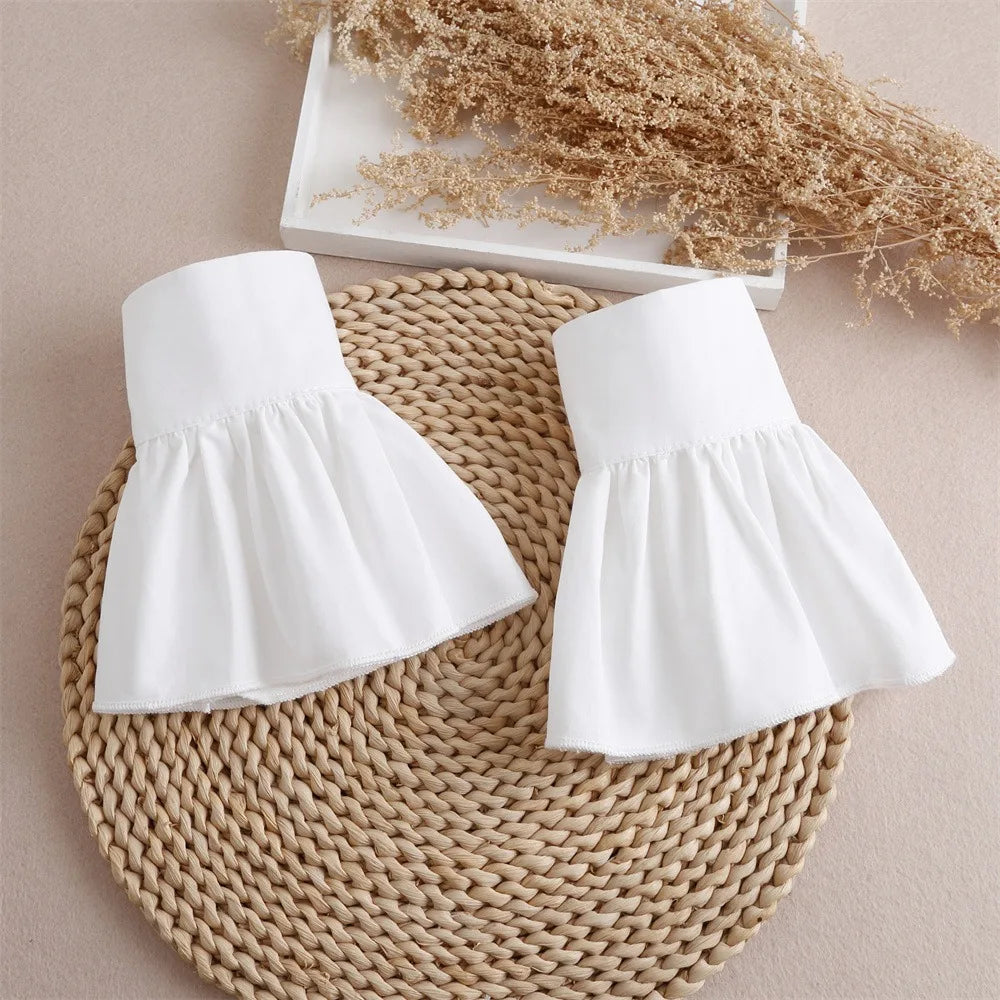 Women's Detachable Fake Collar V-Neck Ruffle Pleated Cuff Detachable Collar PLUSH Style 3