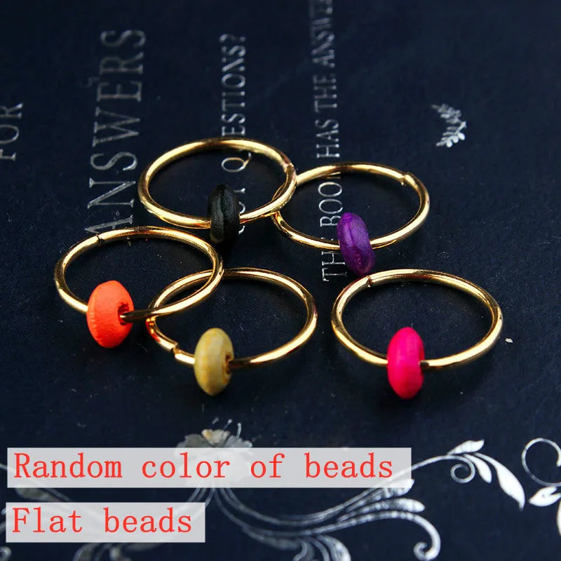 5-Piece Colorful Dreadlock Beads – Wooden Hair Rings & Cuffs