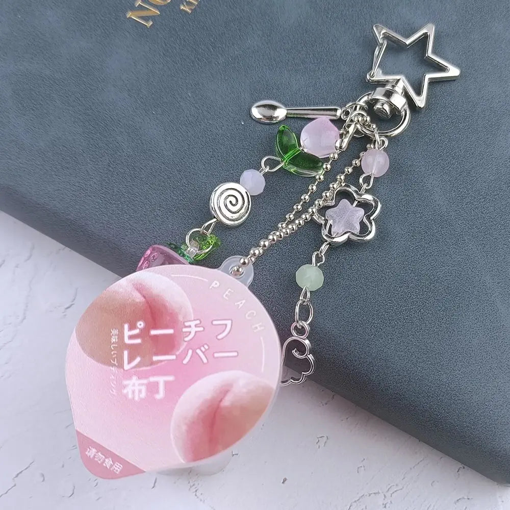 Kawaii Japanese Pudding Keychain – Y2K Beaded Bag Charm Beaded Bag Charm PLUSH