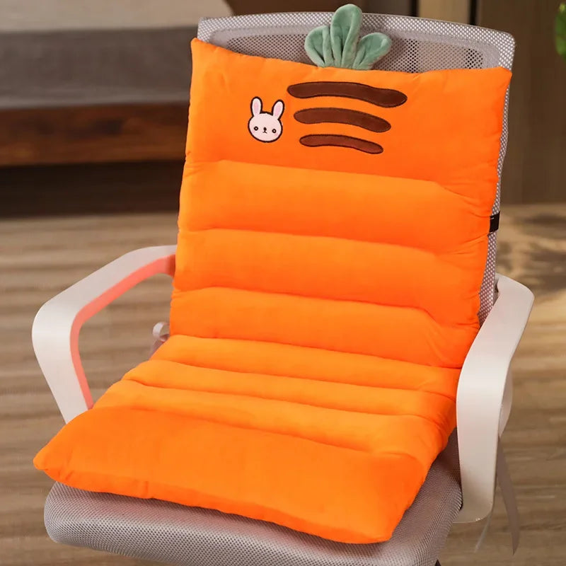 Integrated Seat & Backrest Chair Cushion – Plush Comfort Pad Chair Seat Cushion PLUSH carrot 100x45cm