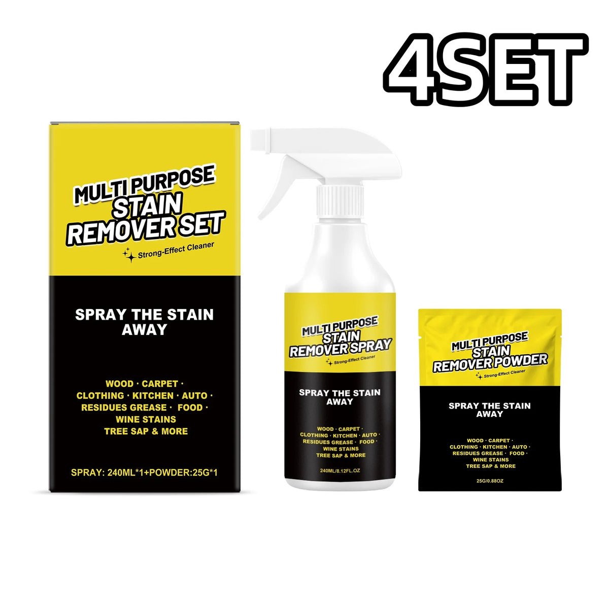 Mold & Mildew Stain Remover Spray – Tile, Glass & Bathroom Mold & Mildew Cleaner PLUSH 4SET