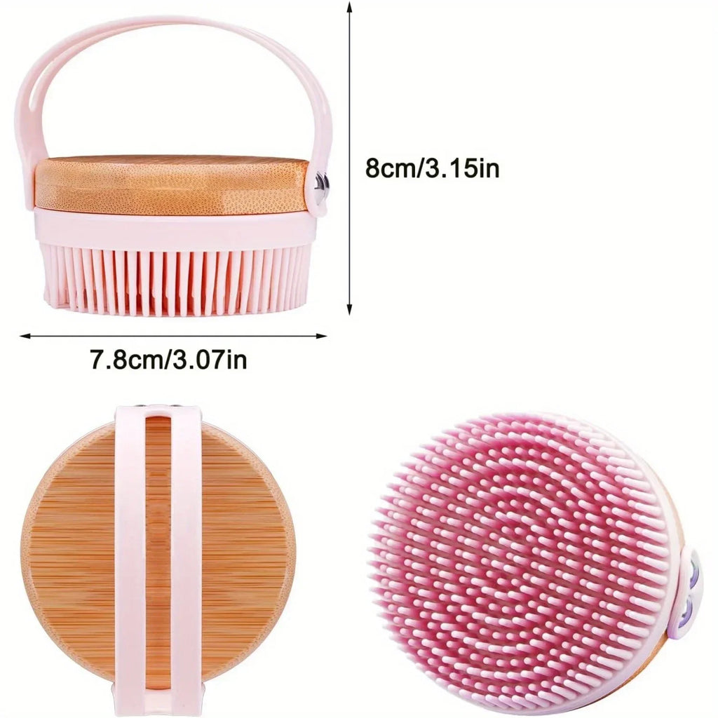 Silicone Body Scrubber with Bamboo Base – Exfoliating Bath Brush Exfoliating Bath Brush PLUSH