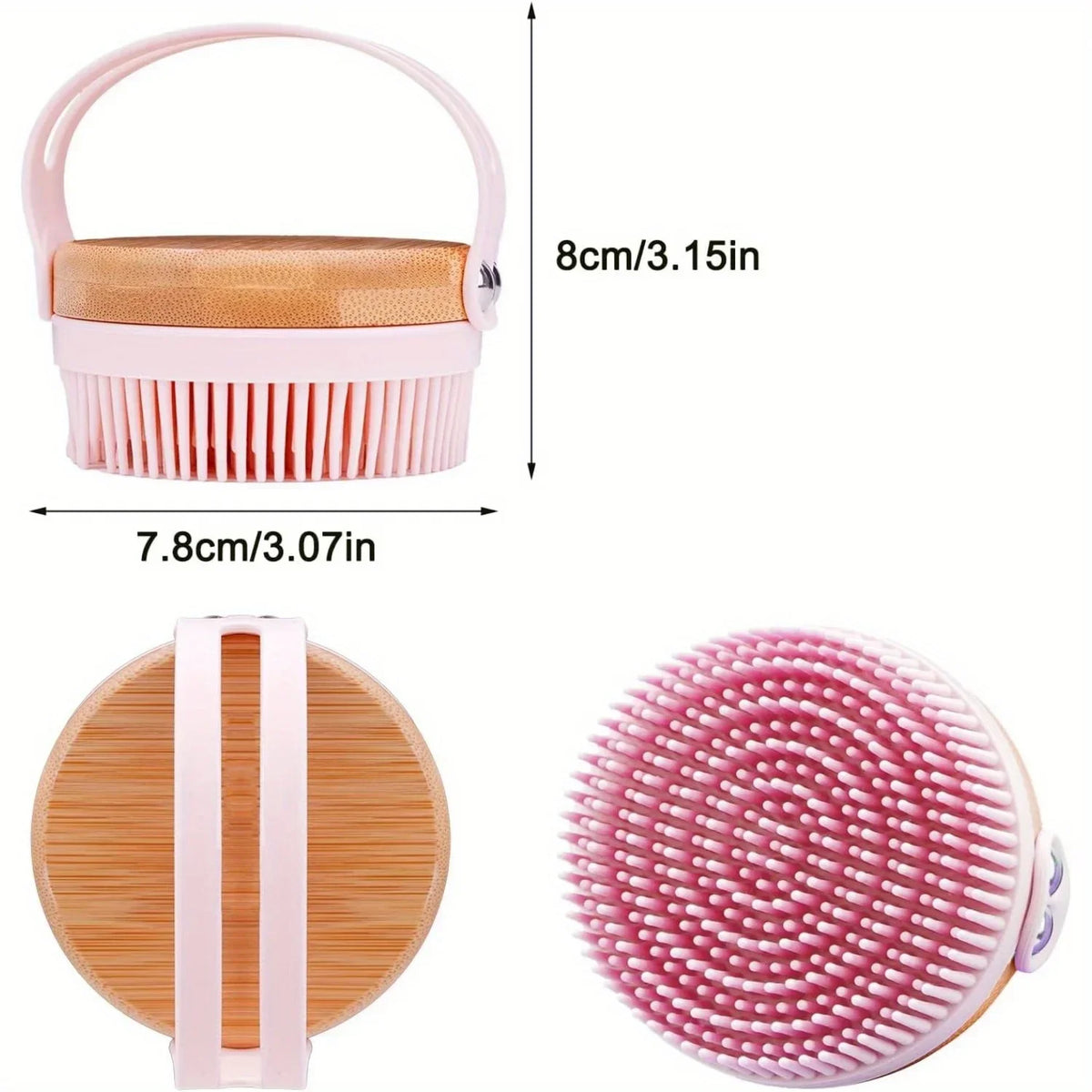 Silicone Body Scrubber with Bamboo Base – Exfoliating Bath Brush Exfoliating Bath Brush PLUSH