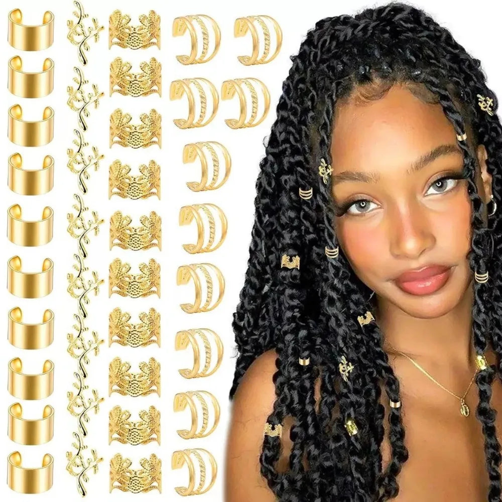 40Pcs Alloy Hair Beads – Dreadlock Rings for Braids & Styling Hair Bead Rings PLUSH