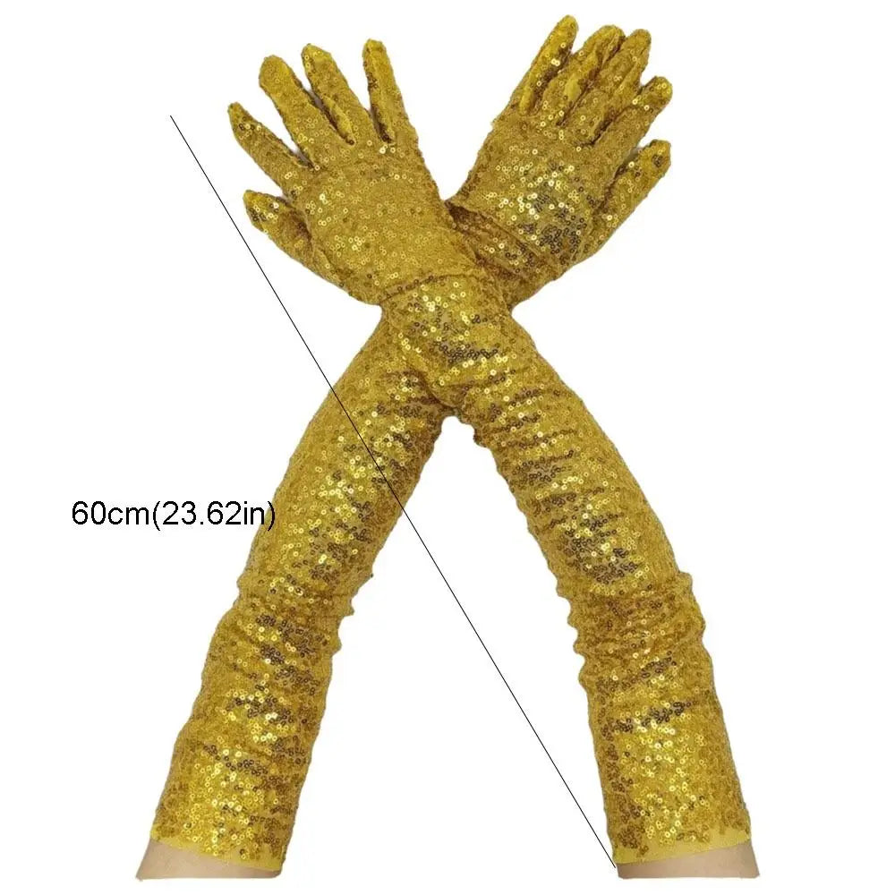 60cm Sequined Long Gloves – Sparkly Glitter Party & Wedding Sequined Long Gloves PLUSH