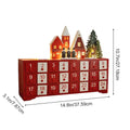 Wood Christmas Advent Calendar 24 Drawers LED Village Decor Advent Calendar Decor PLUSH Red 1PC