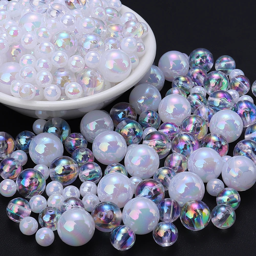 AB Color Round Acrylic Spacer Beads 6–12mm | DIY Jewelry Making Acrylic Spacer Beads PLUSH