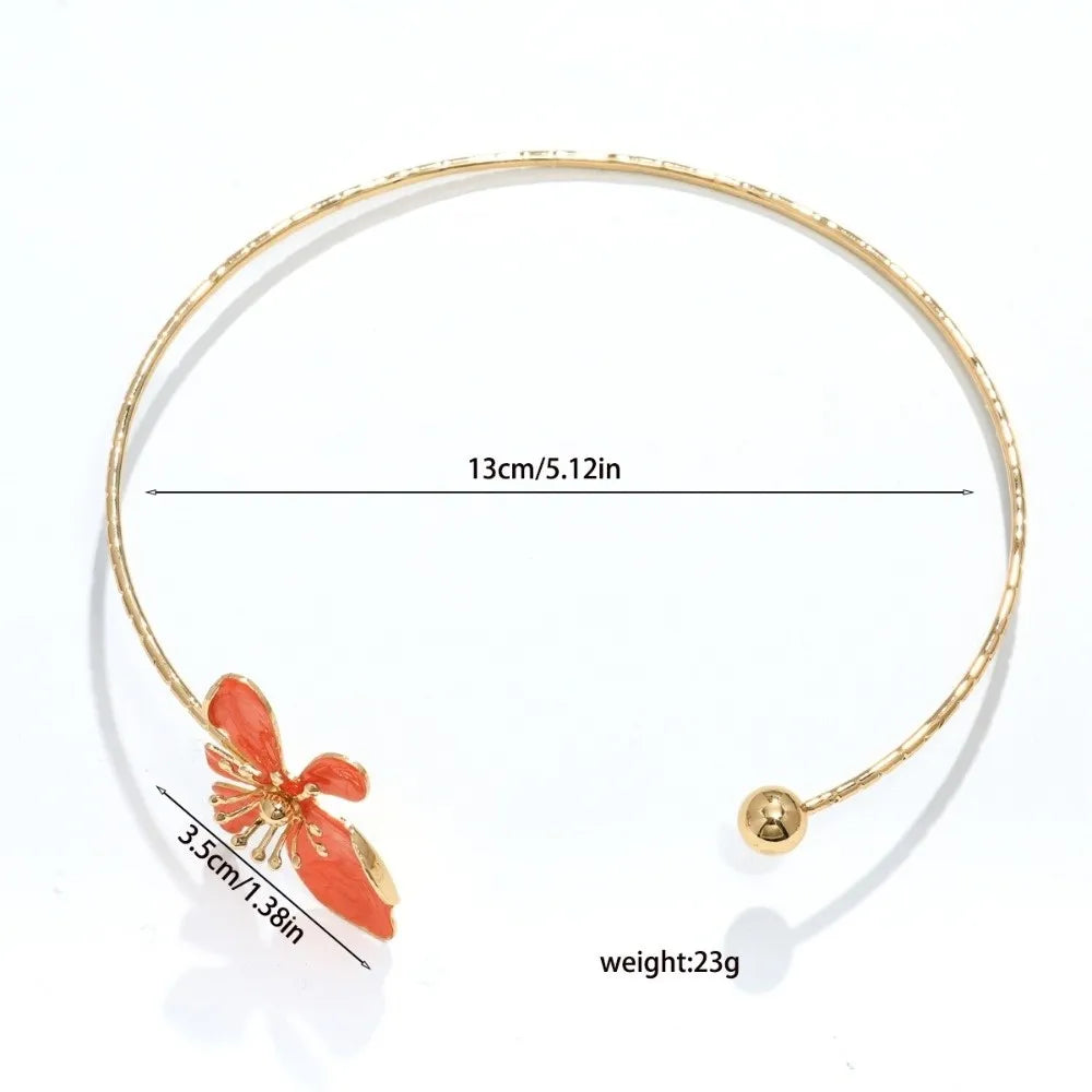 Colorful Flower Geometric Metal Choker Necklace Korean Style Choker Necklace PLUSH