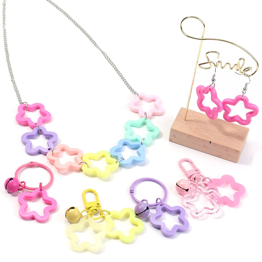 30-60pcs Star & Flower Acrylic Charm Beads for DIY Jewelry Acrylic Charm Beads PLUSH