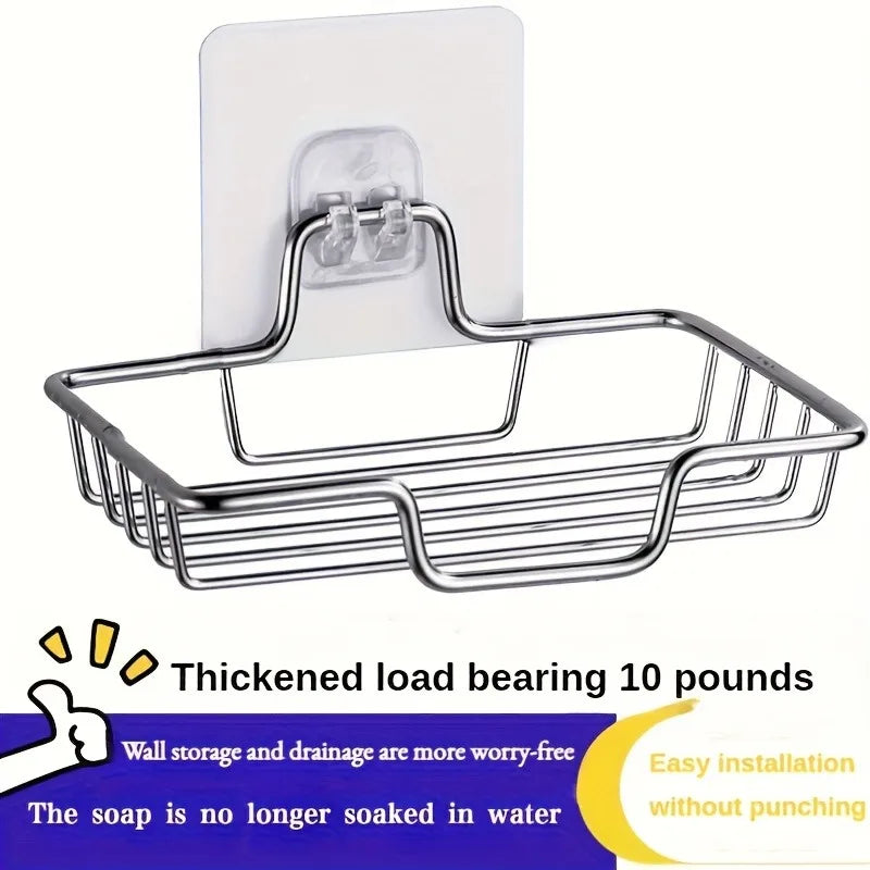 Stainless Steel Wall-Mounted Soap Dish with Drainage, Rust-Proof Wall-Mounted Soap Dish PLUSH