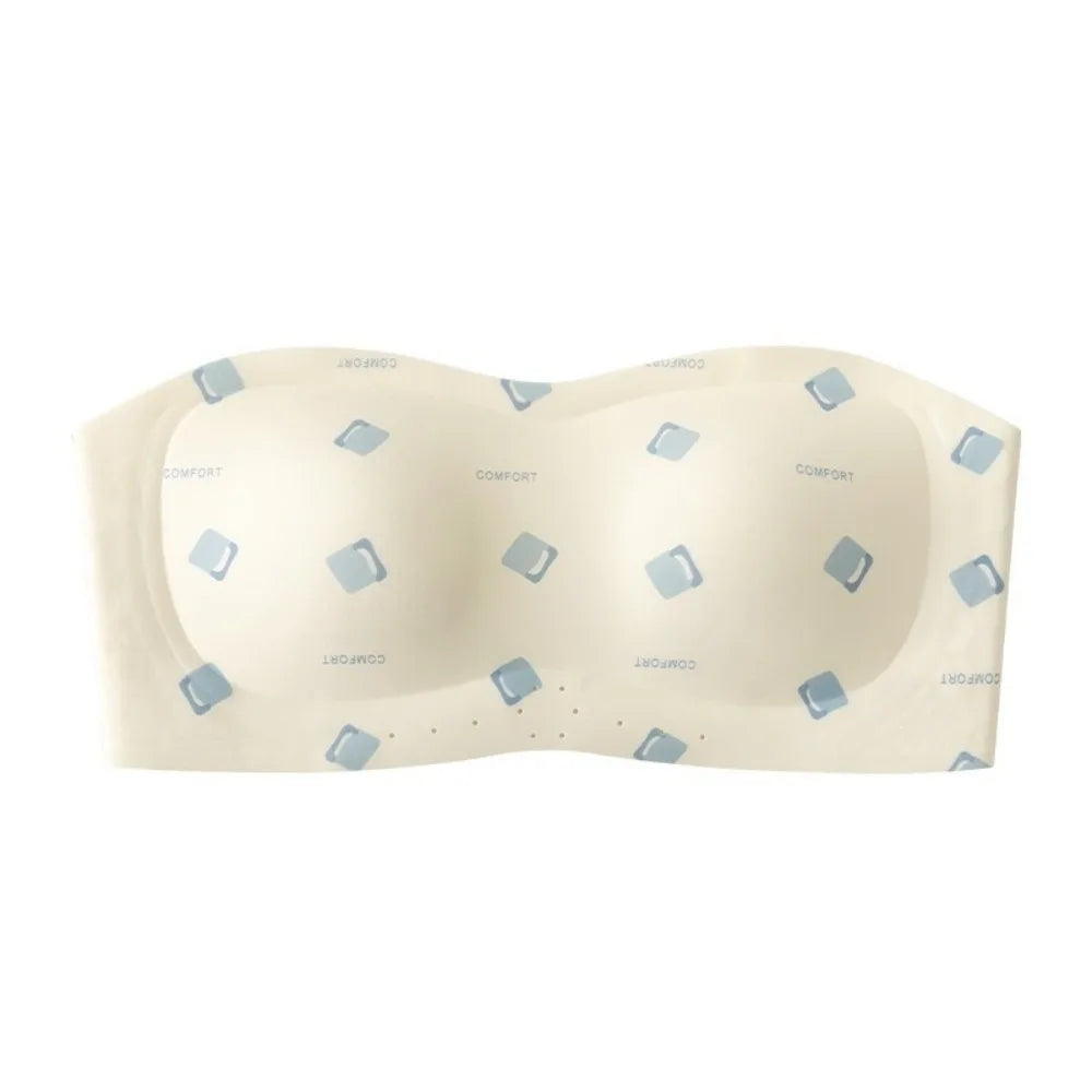 Women's Wireless Strapless Seamless Bra – Floral Print Seamless Tube Bra PLUSH Ice Block S