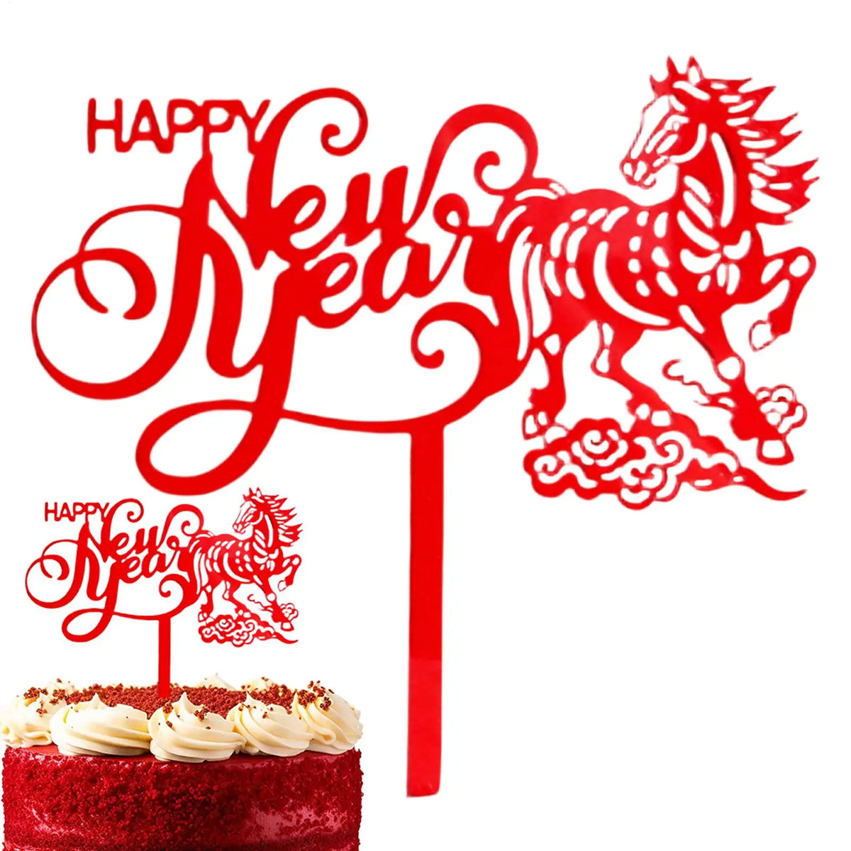 2026 Happy New Year Gold Acrylic Cake Topper – 1PC Acrylic Cake Topper PLUSH