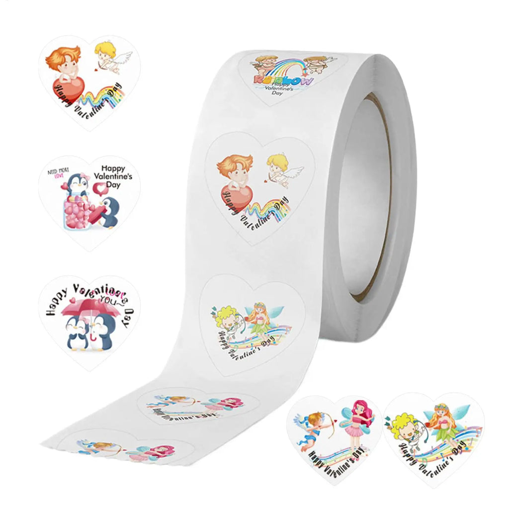 500pcs Heart Shape Stickers Roll – Wedding & Party Labels Decorative Sticker Roll PLUSH