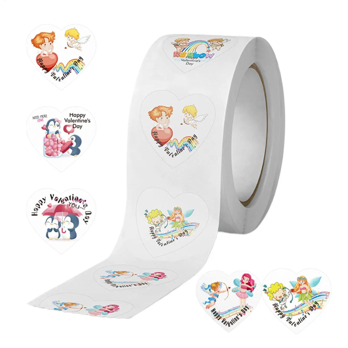 500pcs Heart Shape Stickers Roll – Wedding & Party Labels Decorative Sticker Roll PLUSH