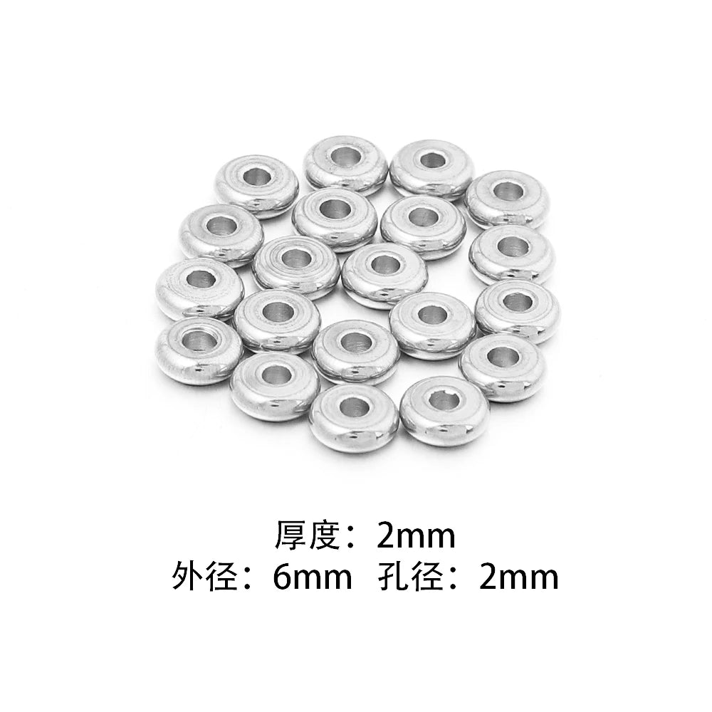 Stainless Steel Flat Disc Spacer Beads Gold Silver – 20-50pcs Jewelry Spacer Beads PLUSH Steel 6x2mm 50pcs