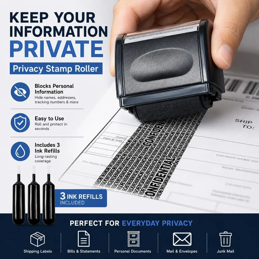 Privacy Roller Stamp & Refill Ink Kit – Address & ID Blocker Privacy Roller Stamp PLUSH
