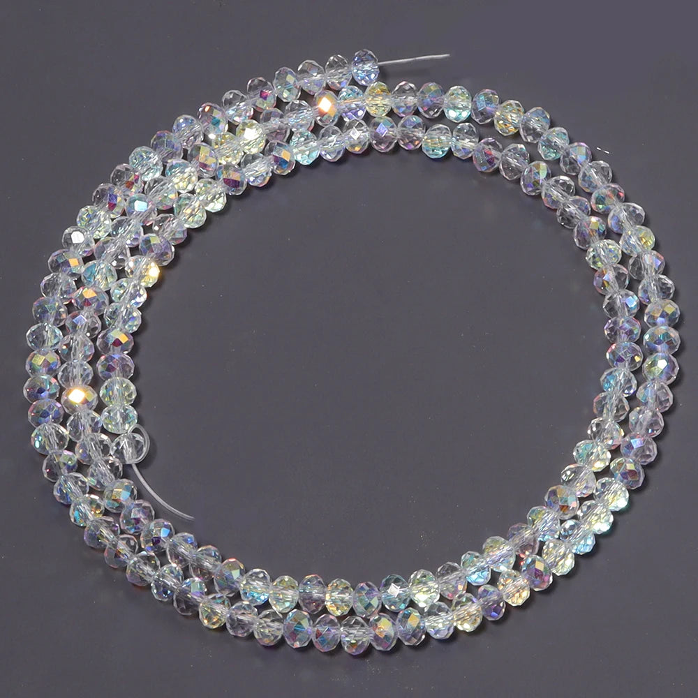 AB Faceted Rondelle Crystal Spacer Beads – DIY Jewelry Making Crystal Spacer Beads PLUSH 4x3mm